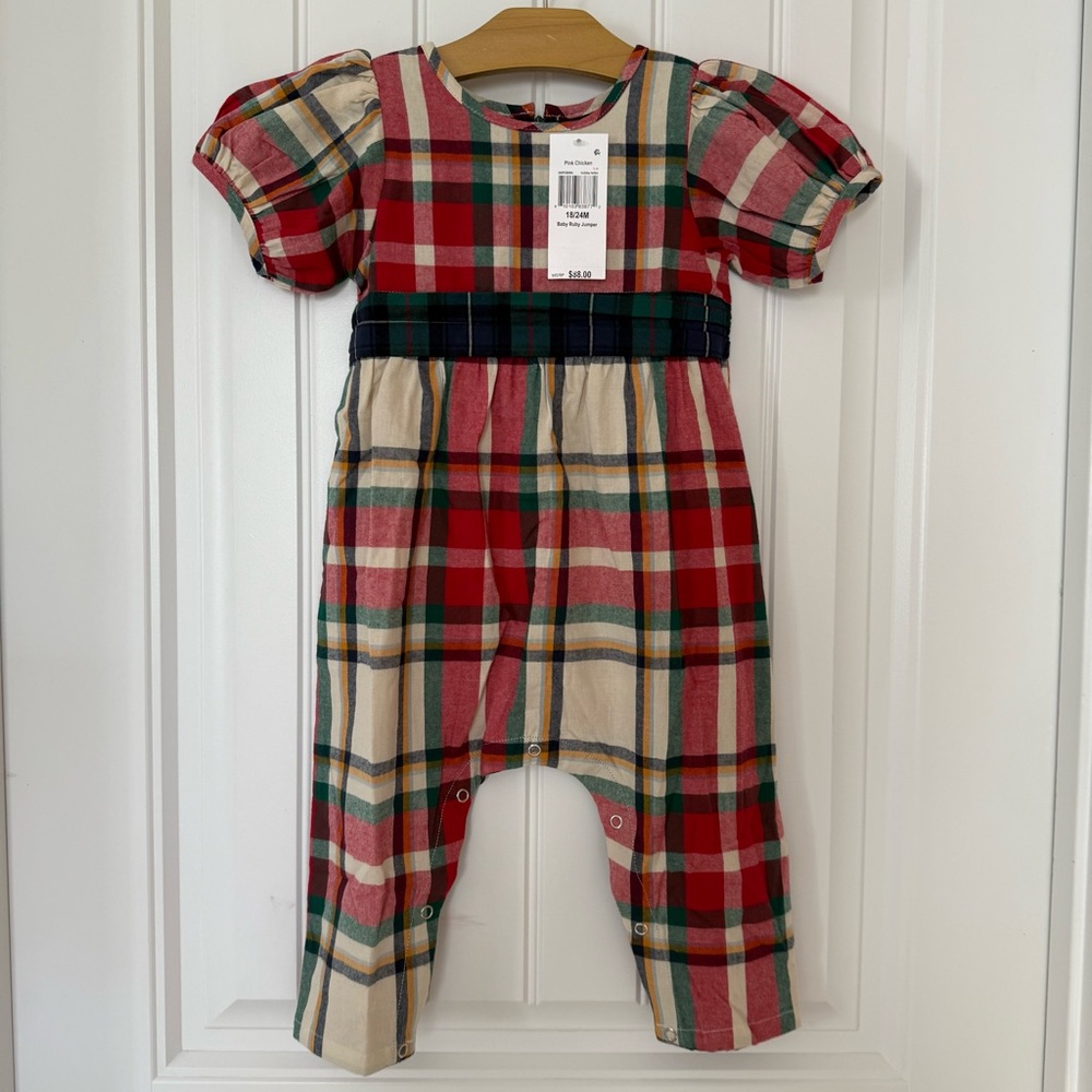 NWT Pink Chicken Baby Ruby Jumper Plaid